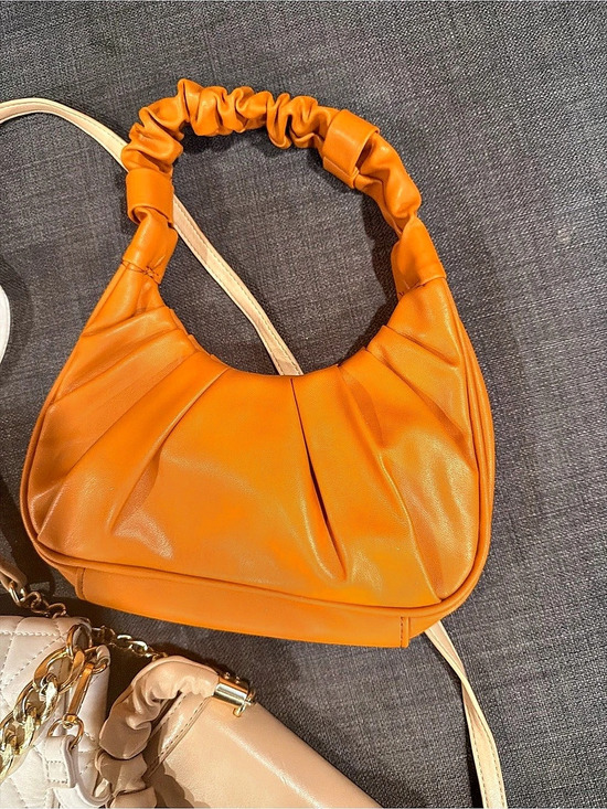 Olivia Harris Handbags - Olivia kate Orange Ruched Shoulder Bag